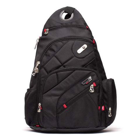 Brick House Laptop Sling Backpack 13 in. Black Laptop Compartment Smart Phone/MP3 Player Compartment with Earbud Port